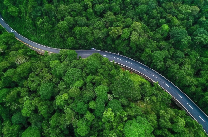 实拍森林中公路的鸟瞰图,高清,摄影图,摄影图片,图片大全,摄影图免费下载